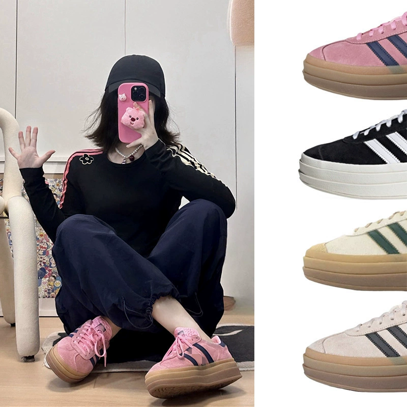 Женская обувь Putian Dexun на толстой подошве Adidas Dexun, оригинальные туфли для самбы, увеличивающие рост, высокая версия, трехслойные туфли на платформе
