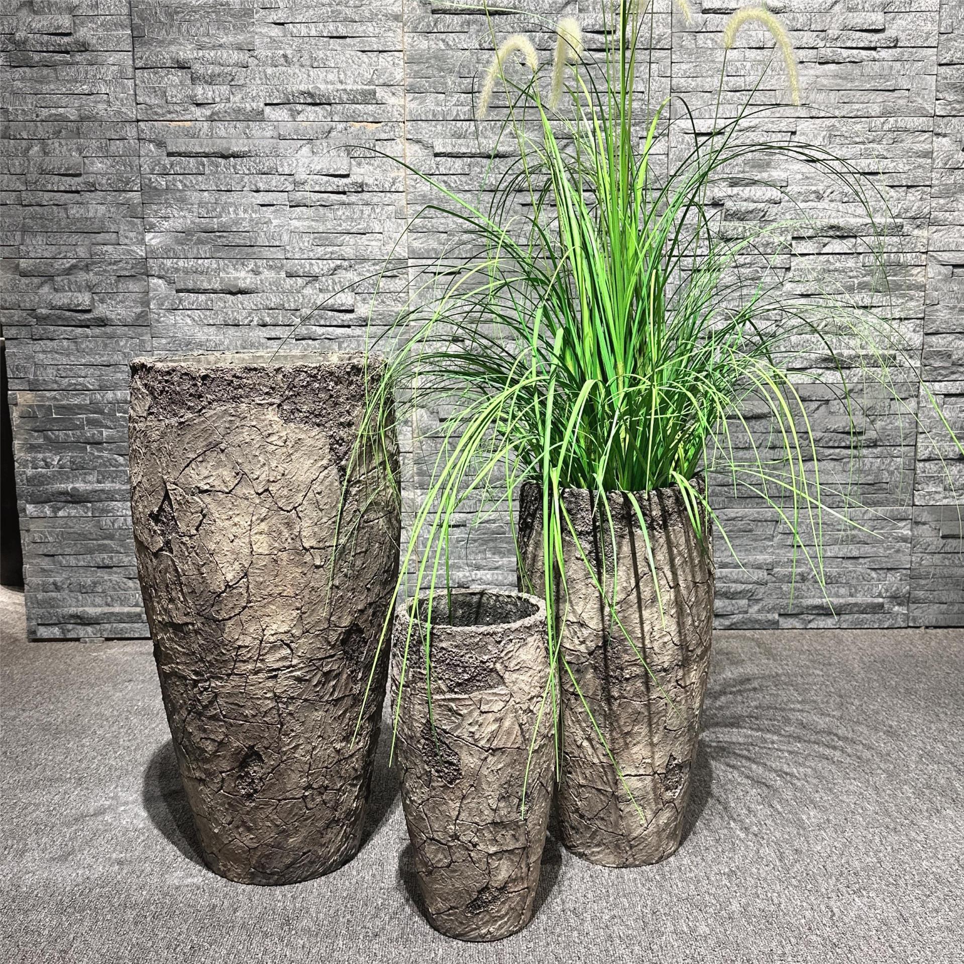 北欧复古做旧高款水泥花盆商场室内外落地绿植盆栽多肉手工制作