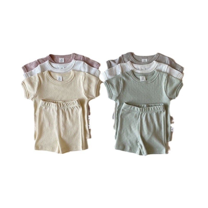 Conjunto infantil de algodón, dos piezas, ligero para verano