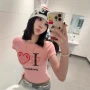 爱心美式短袖修身t恤