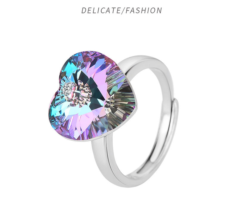 Fashion Heart Shape Sterling Silver Inlay Zircon Rings 1 Piece