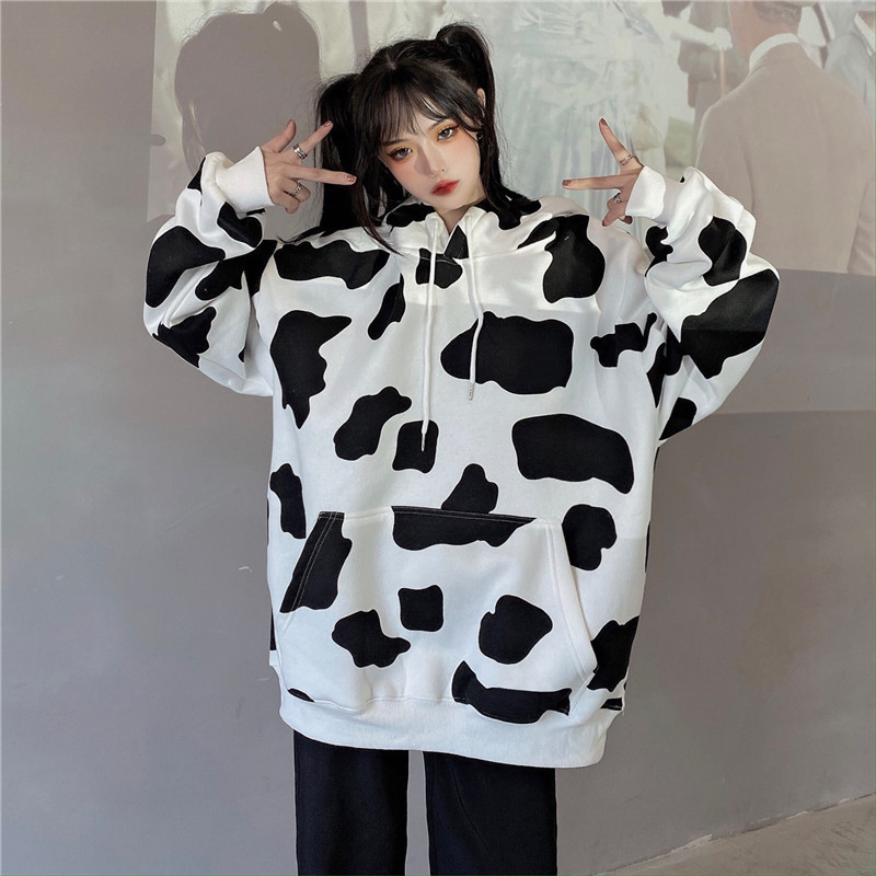 Cross-border 190g cow sweater 2020 autumn and winter loose Korean style lazy style long sleeve hooded pullover for women
