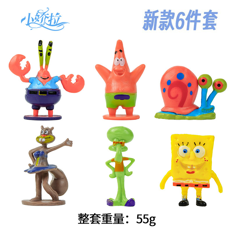 Decoración para Pecera, Estilo de Dibujos Animados, Bob Esponja, Versión Q, Juego de 6 Piezas, Juego de 8 Piezas, Patricio Estrella, Sr. Krabs, Adornos para Pastel