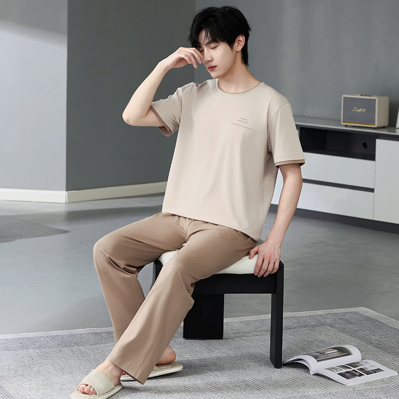Pijamas de hombre verano algodón puro 2025 nuevo verano fresco algodón fresco pantalones de manga corta se pueden usar al aire libre traje de servicio a domicilio