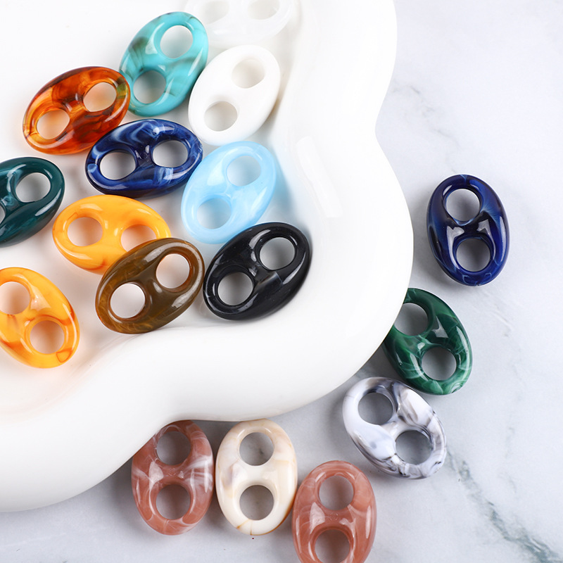 跨境新品复古猪鼻子亚克力串珠diy制作项链手链服饰箱包配件材料