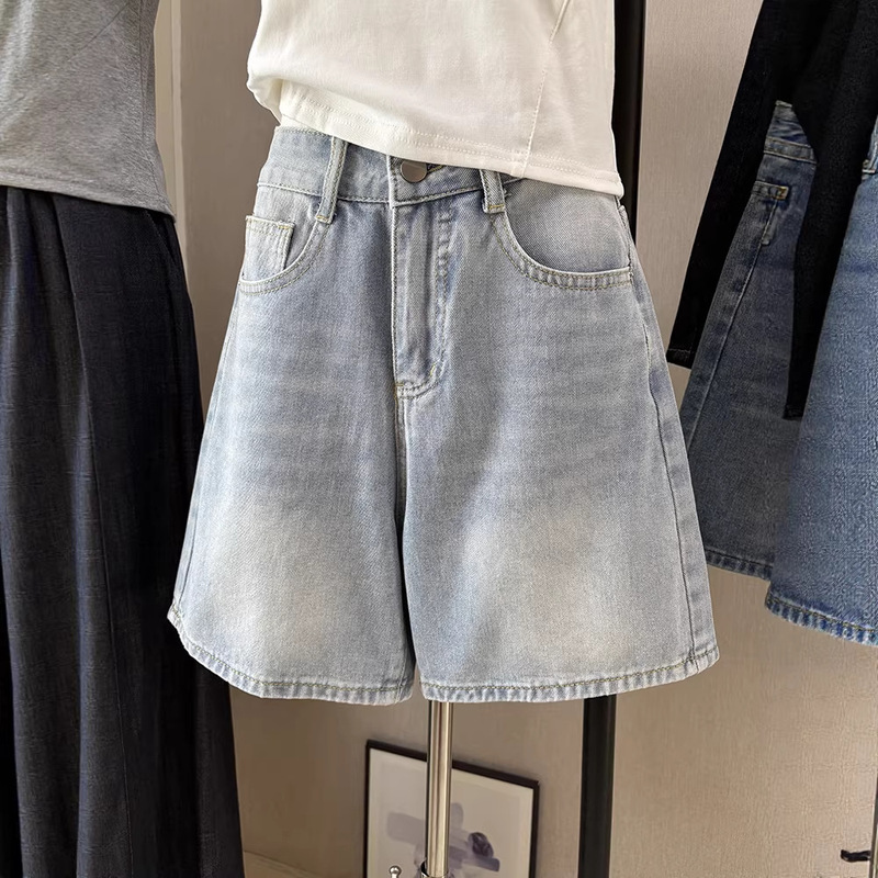 [Bizheng] 2026 Summer New Korean Style High-Waisted Slimming Straight Wide-Leg Casual Pants Women's Denim Shorts 6181