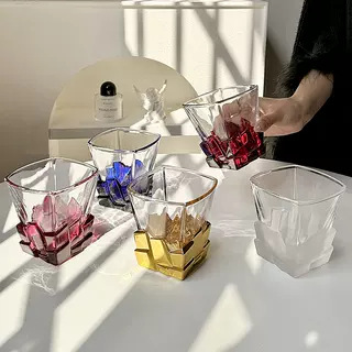 太空金冰塊杯藝術感限定酒杯創意輕奢玻璃杯高級感水杯子威士忌杯