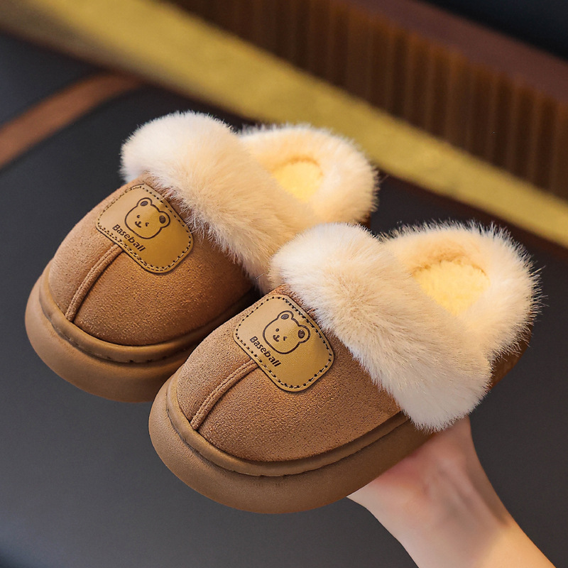 Children's Cotton Slippers, Boys' Winter Warm Cotton Slippers, Non-Slip Soft Bottom, Girls' Baby Indoor Home Cotton Slippers