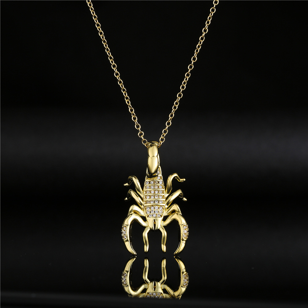 European And American Hip-hop Copper Micro-inlaid Zircon Scorpion Pendant Necklace Wholesale display picture 2