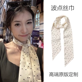 韩版休闲长条波点丝巾百搭扎发绑包多功能飘带搭配衬衫装饰小领巾