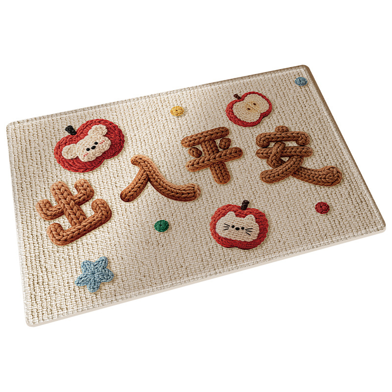 2025 nuevo tipo de dibujos animados puerta de entrada alfombra de suelo de cáñamo puerta de entrada alfombra anti-deslizante anti-sucio puerta de entrada doméstica