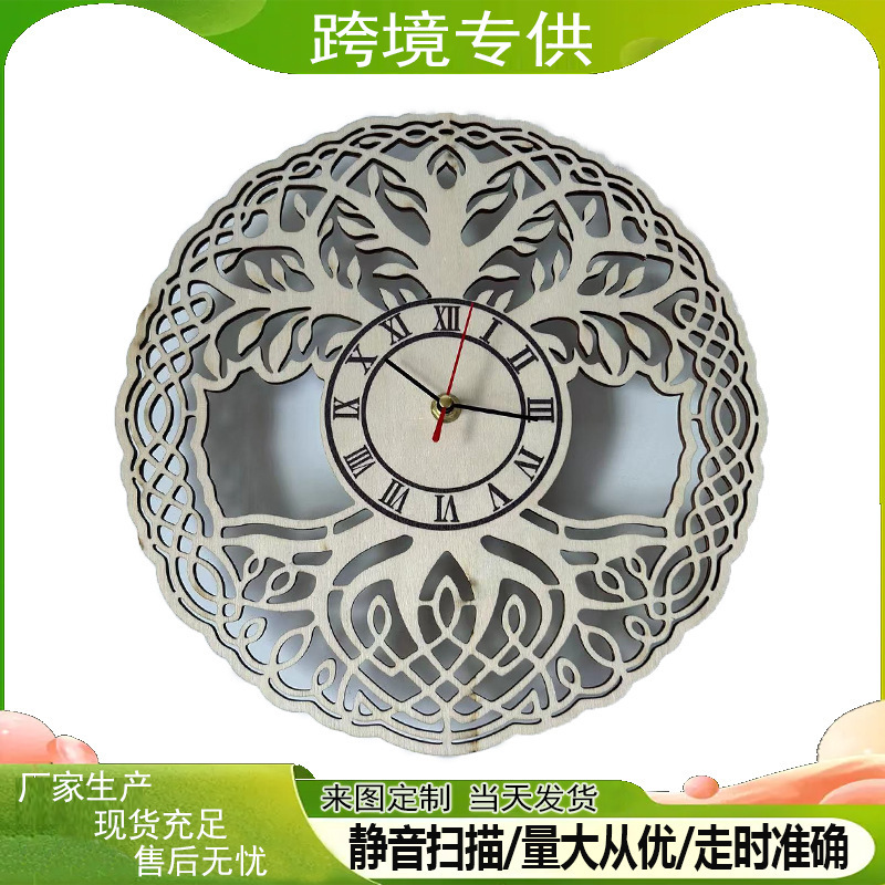 DIY Wooden Wall Clock Life Tree Wood Digital Clock Living Room Decoration Wall Hanging Silent Clock Life Tree
