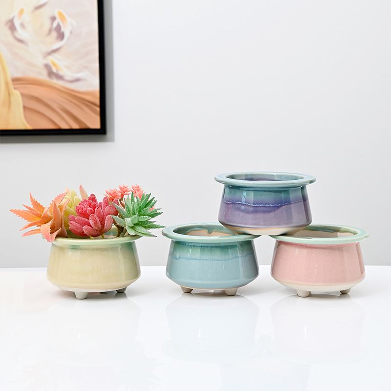 Macetas carnosas agrietadas en hielo, cerámica doméstica, arcilla transpirable, cerámica gruesa, control de raíces, pilas viejas, lavabo especial, liquidación, venta al por mayor
