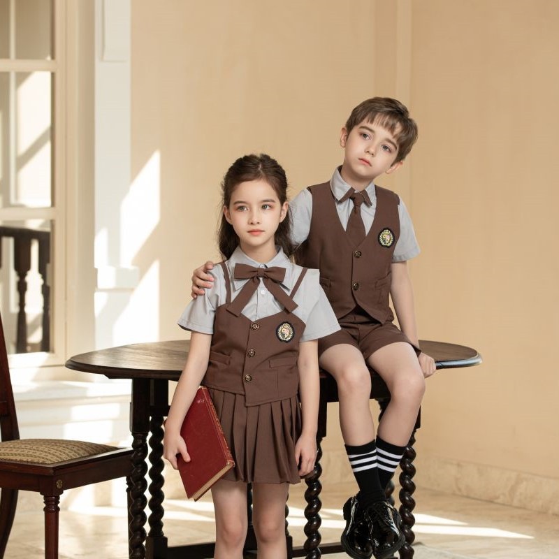 小学生大合唱演出礼服幼儿园园服三件套夏季毕业班拍照服英伦校服
