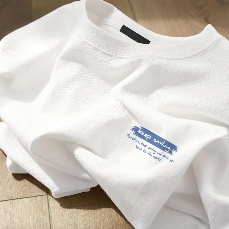 Pure Cotton Short-Sleeved T-Shirt for Women Summer 2026 New Korean Style Loose Large Size T-Shirt Versatile Casual Round Neck Top Ins