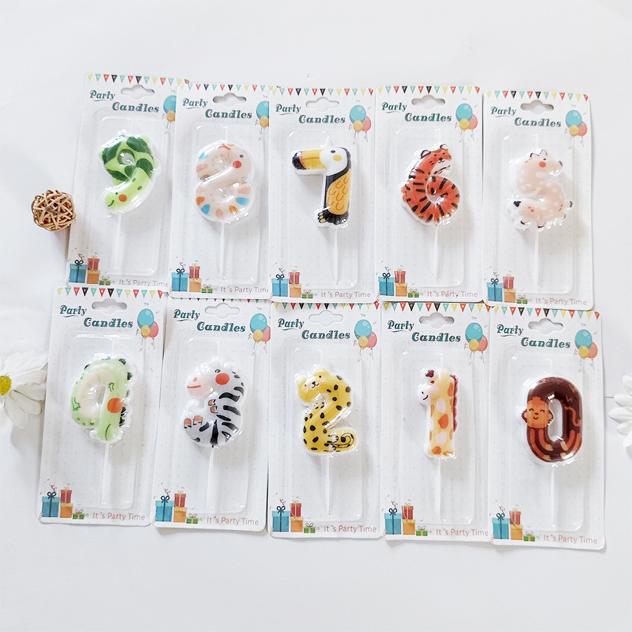 越境創意動物デジタルろうそく0-9漫画誕生日ろうそく子供誕生日誕生日パーティー装飾用品