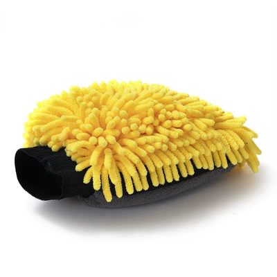 Car Cleaning Gloves Chenille Double-sided Thickened Car Cleaning Waterproof Car Washing Supplies Car Combination Set Car Cleaning (Car cleaning tools) - coral-velvet-yellow-lining-waterproof