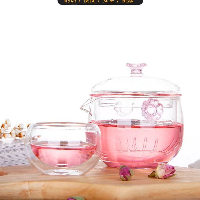 Taza de vidrio simple transparente resistente al calor Taza de agua aislante de silicio Taza de té Kung Fu Taza de té en el hogar