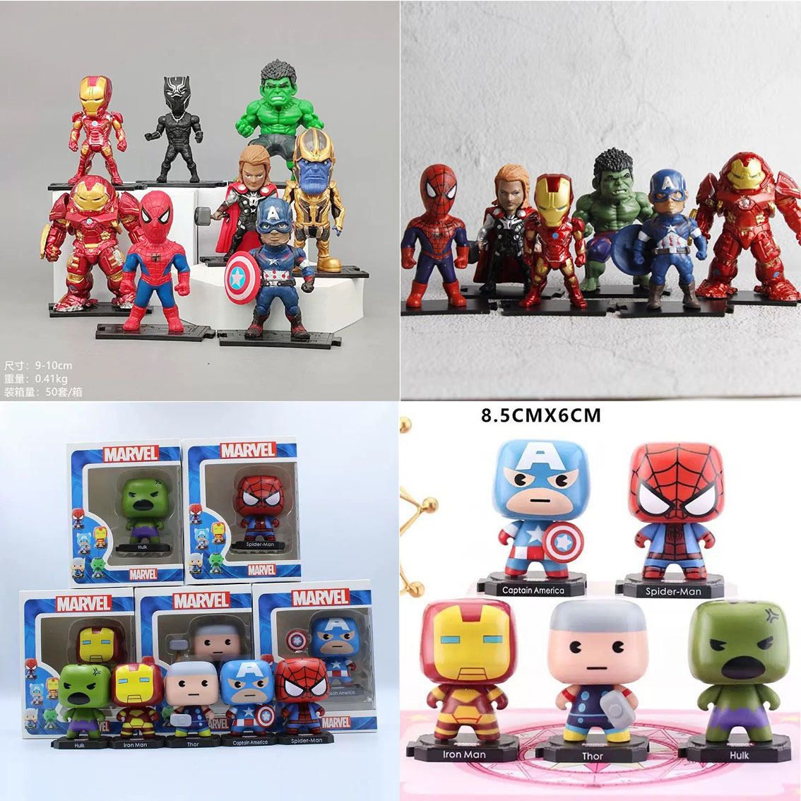 Avengers Q Version Iron Man Captain America Hulk Figure Car Console Desktop Ornament Toy