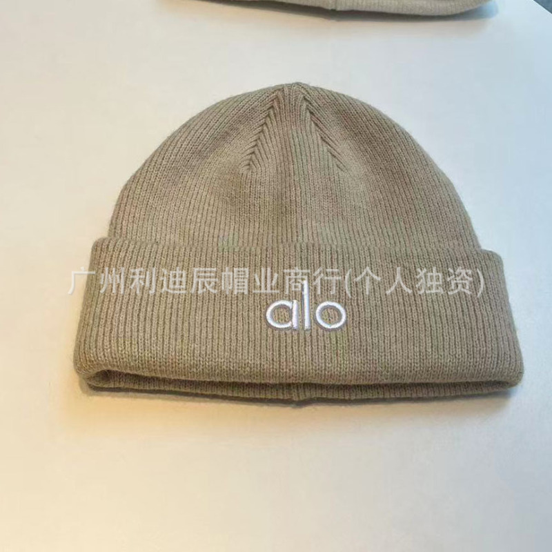 新しいニット帽〜alo秋冬ニット帽多用途暖かい厚みのある高弾性帽子スポーツ防風刺繍防寒帽子|undefined