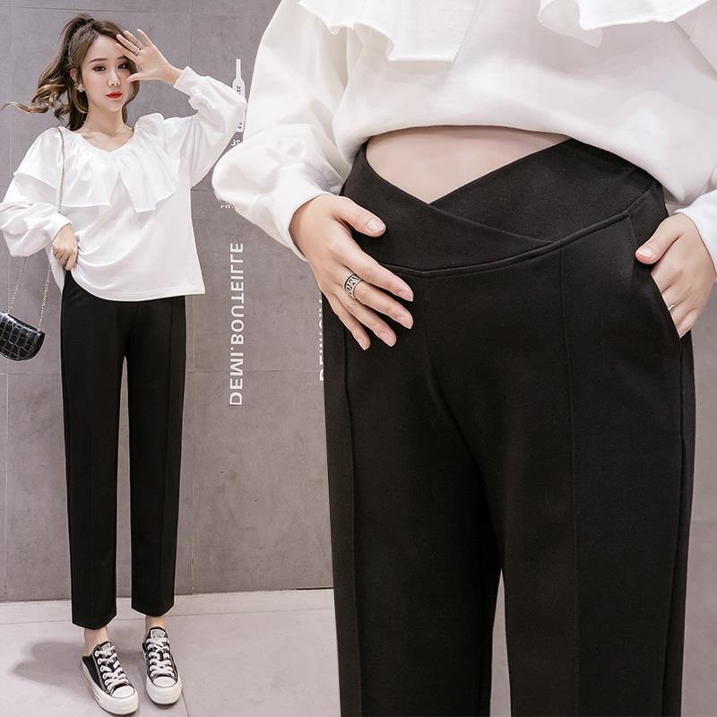Real shot pregnant women's pants spring and autumn outer wear suit business wear straight workwear black formal wear summer thin work pants