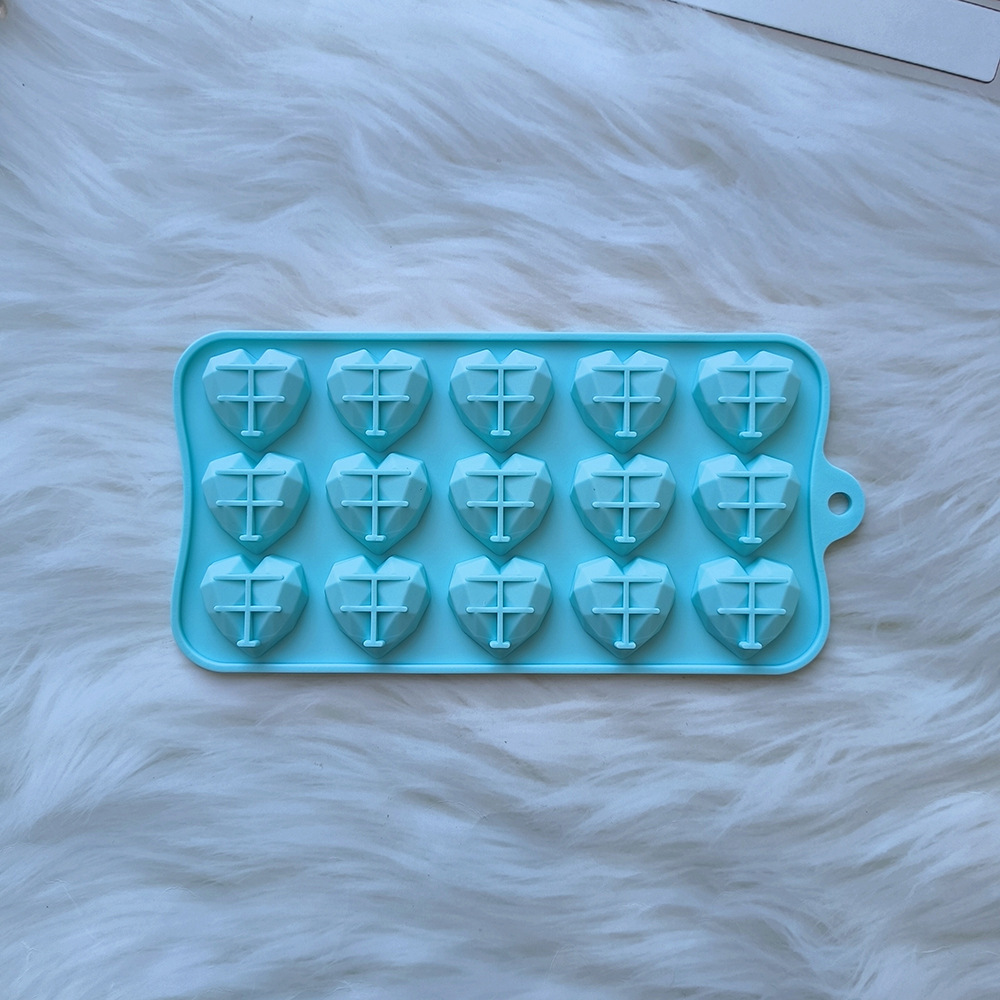 Silicone 15 incluso diamantes amor chocolate molde de hielo DIY pastel decoración herramienta de horneado 68