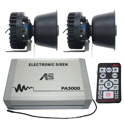 PA3000E Car Electronic Alarm Car horn/tweeter - pa3000e-main-unit-cooling-round-speaker-set-12v