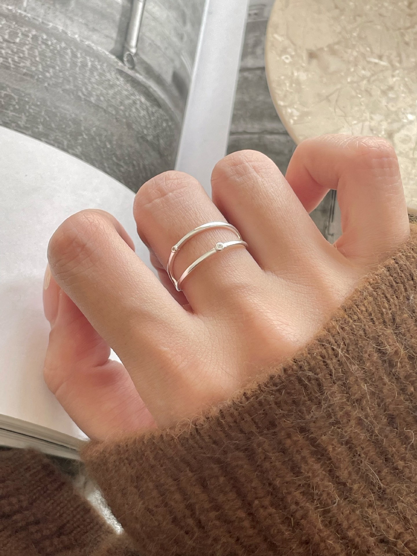18K Gold Plated 925 Sterling Silver Zircon Geometric Open Rings 925 Sterling Silver Rings display picture 4