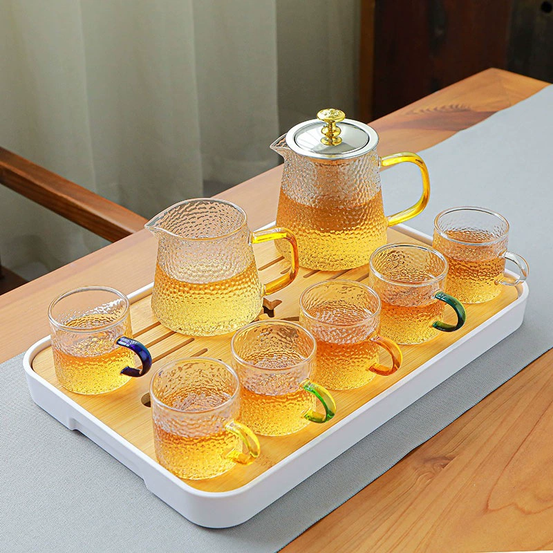 Термостойкий стеклянный чайный набор для дома, гостиной, чашка для чая кунг-фу, чайник, черный чай, чайный сервиз, поднос для чая Sancai, современный