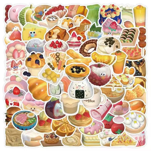 100 food pictures (waterproof stickers)