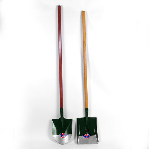Iron shovel, large steel shovel, steel spade, snow shovel, pointed steel shovel, iron spade, hardware agricultural tool with wooden handle, square-head and pointed-head manganese steel shovel