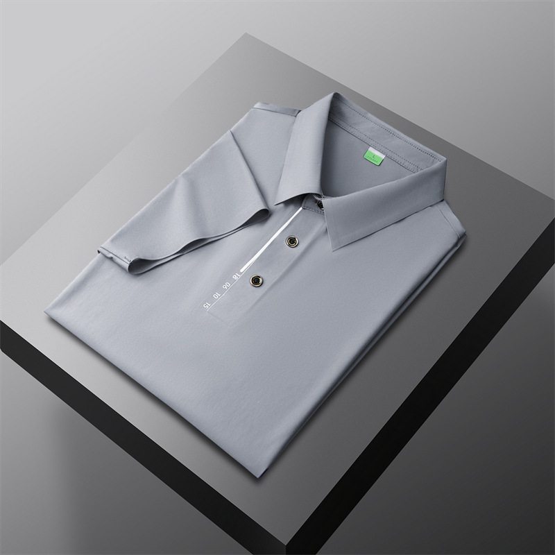 2024 verano delgado hielo sin marcas prensado polo hombre manga corta suelta negocio casual camiseta con solapa al por mayor