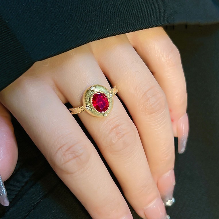 (2개) 레드 코런덤 형광등 색상 간단한 빈티지 와이어 드로잉 비둘기 계란 오프닝 링 펜던트 궁전 스타일 세트 변경