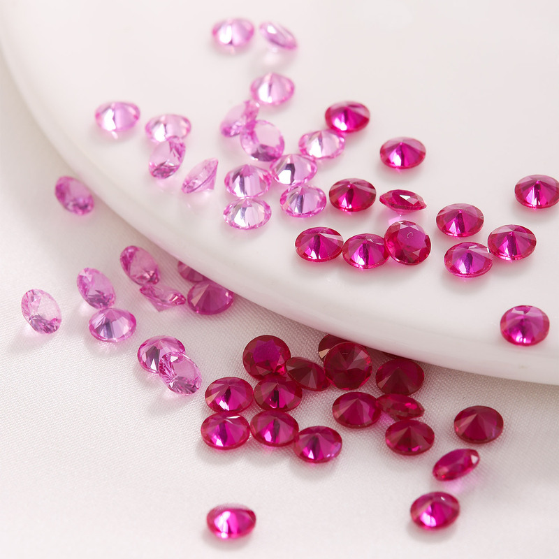 Yongjia Gemstone Round 5# Red Corundum Gemstone Loose Stone Synthetic Nano Red Gemstone High Hardness Can Be Wax Inlaid