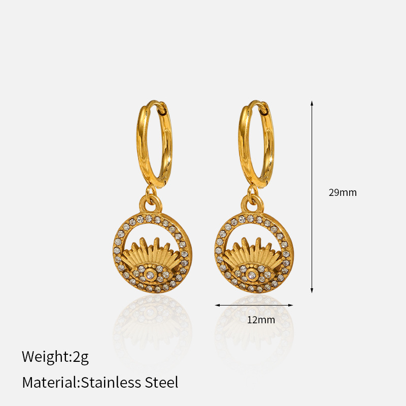 1 Pair Quantity 1 Pair IG Style Elegant Vintage Style Cross Devil's Eye Heart Shape 304 Stainless Steel Drop Earrings