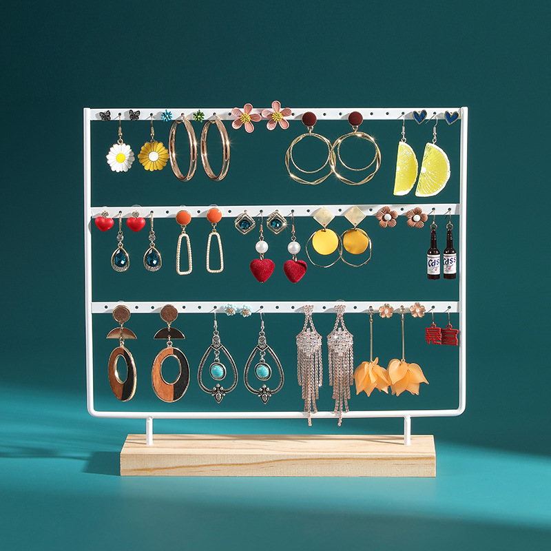 耳環展示架木質首飾架耳釘收納架鐵藝掛架飾品架子櫃檯擺攤陳列架