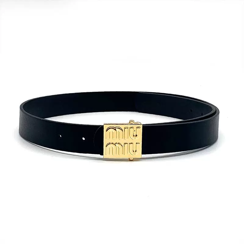 新款miu字母腰带女士金属按扣百搭时尚ins风搭配西装牛仔裤皮带