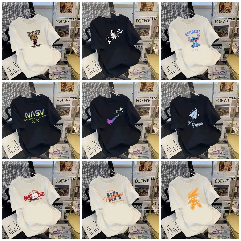 2025 Foreign Trade Summer New American Style Trendy Brand Pure Cotton Men's T-shirt Sports Casual Loose Short-sleeved Base Top