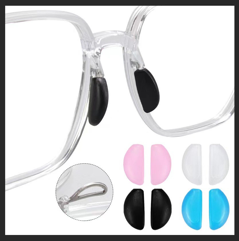 New Silicone Insertable Eyeglass Nasal Rest Droplet Shape Silicone Soft Nasal Rest Eyeglass Accessories Clip Style Nasal Rest Wholesale