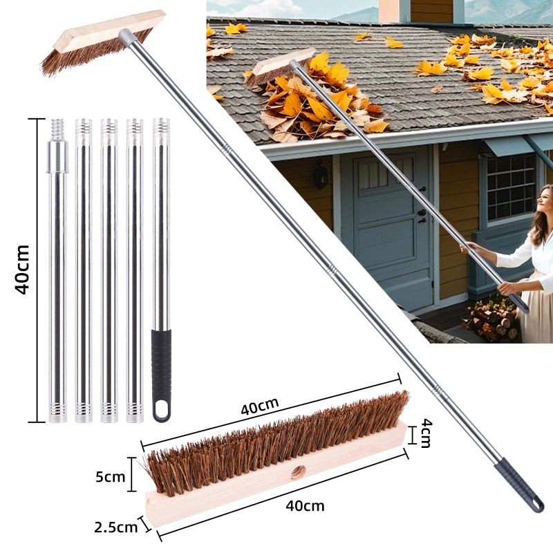 Rastrillo de hojas caídas en el techo Cepillo de limpieza de aleros al por mayor Cepillo de limpieza de hojas caídas en el techo Herramienta de limpieza de nieve Fabricantes de cepillos de limpieza de hojas caídas