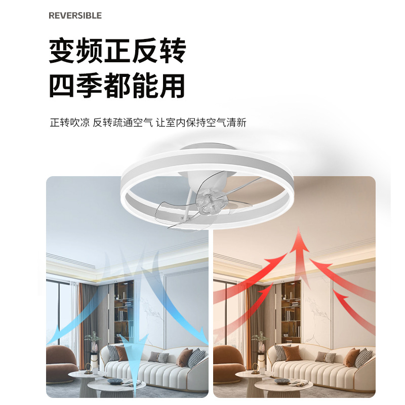 Lámpara Ventilador de Techo Oscilante 360° de Acrílico y Plástico, Control Inteligente, para Sala de Estar y Dormitorio image 4