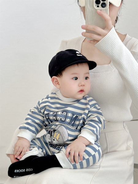 Spring children's blue soft overall