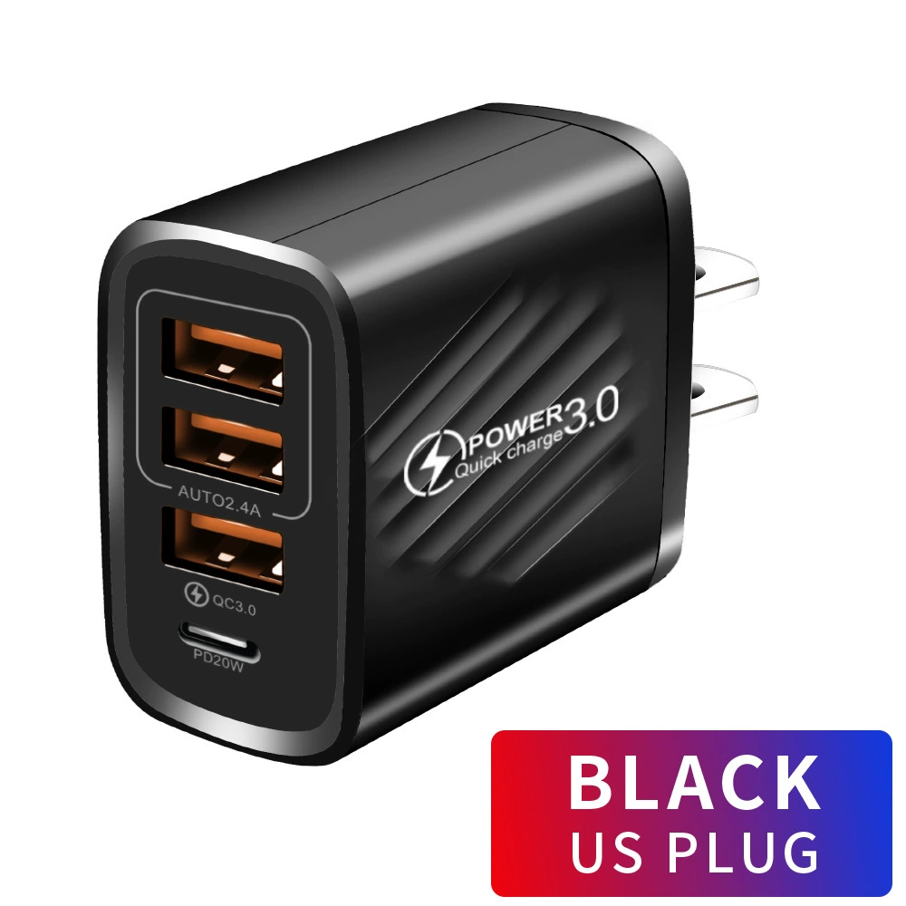 3USB+PD зарядное устройство PD источник быстрого зарядки для мобильного телефона адаптер многотрожный A+C 3A европейская и американская сертификация прямой зарядки