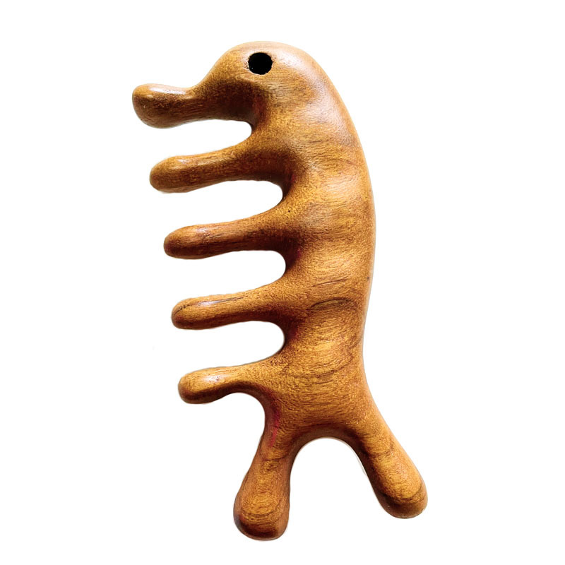 Multifunctional Dolphin Massage Comb, dropshipping available, supports nationwide, made of solid wood with golden silk inlay