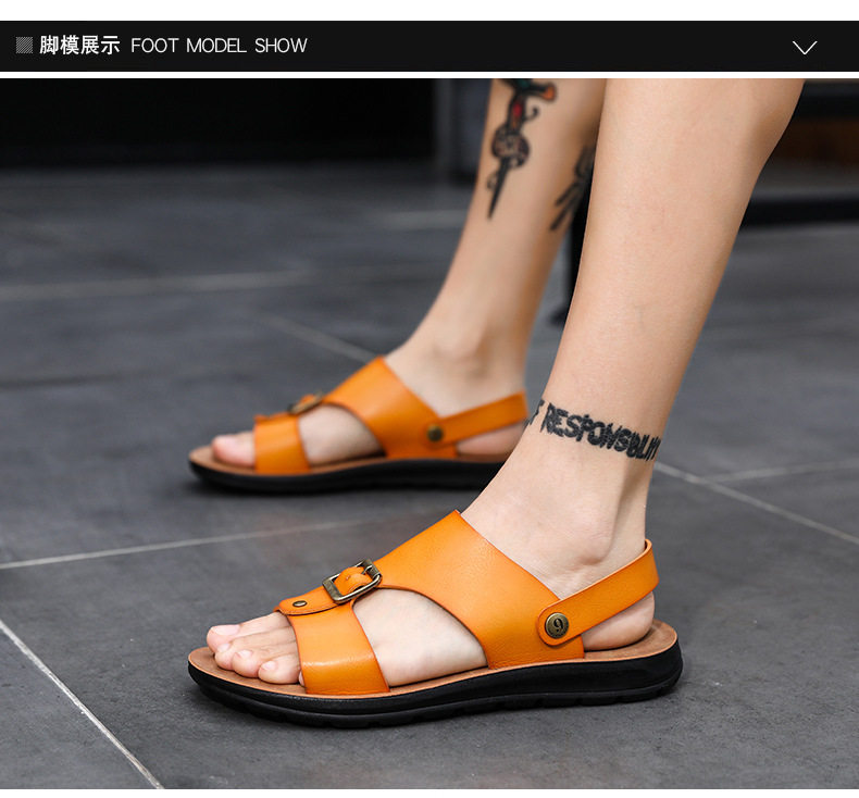 Dép sandal nam quai ngang hở ngón thoáng khí kiểu Hàn Quốc đi biển và dạo phố — Màu trắng, Đen toàn bộ, Đỏ rượu chi tiết 12