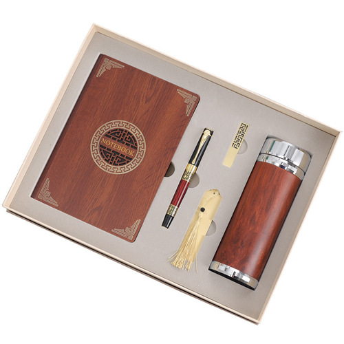 Custom Redwood Notebook Set, Chinese Style Business Gift Set, National Trend Gift, Enterprise Handover Gift for Clients