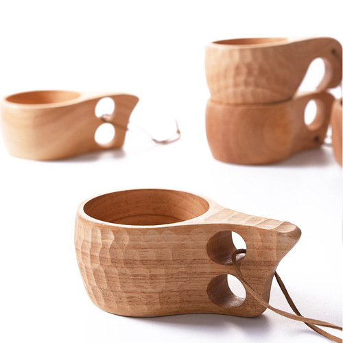 北欧杯子橡胶木咖啡杯 创意茶杯批发 木质水杯随手杯可logo木杯子