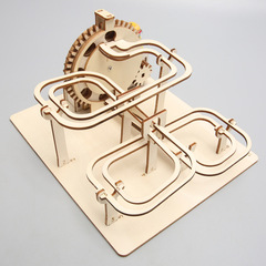 Wooden 3D puzzle mechanical track ball children DIY intelligence development assembly model science experiment toy
