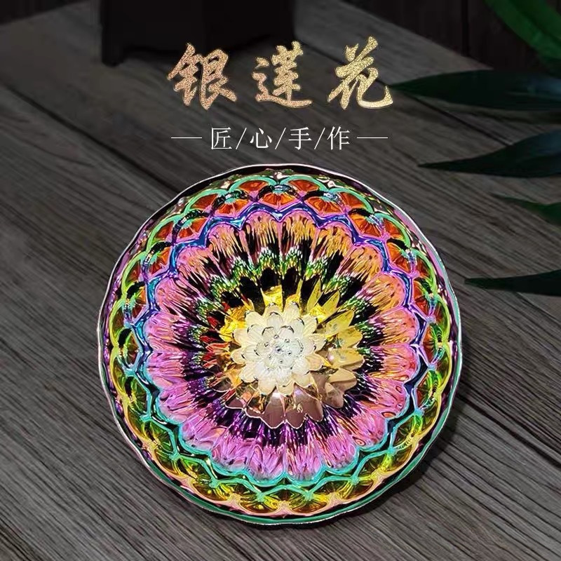 跨境热卖主人杯茶杯莲花杯花开富贵全银银莲花冰清玉洁银孔雀陶|undefined