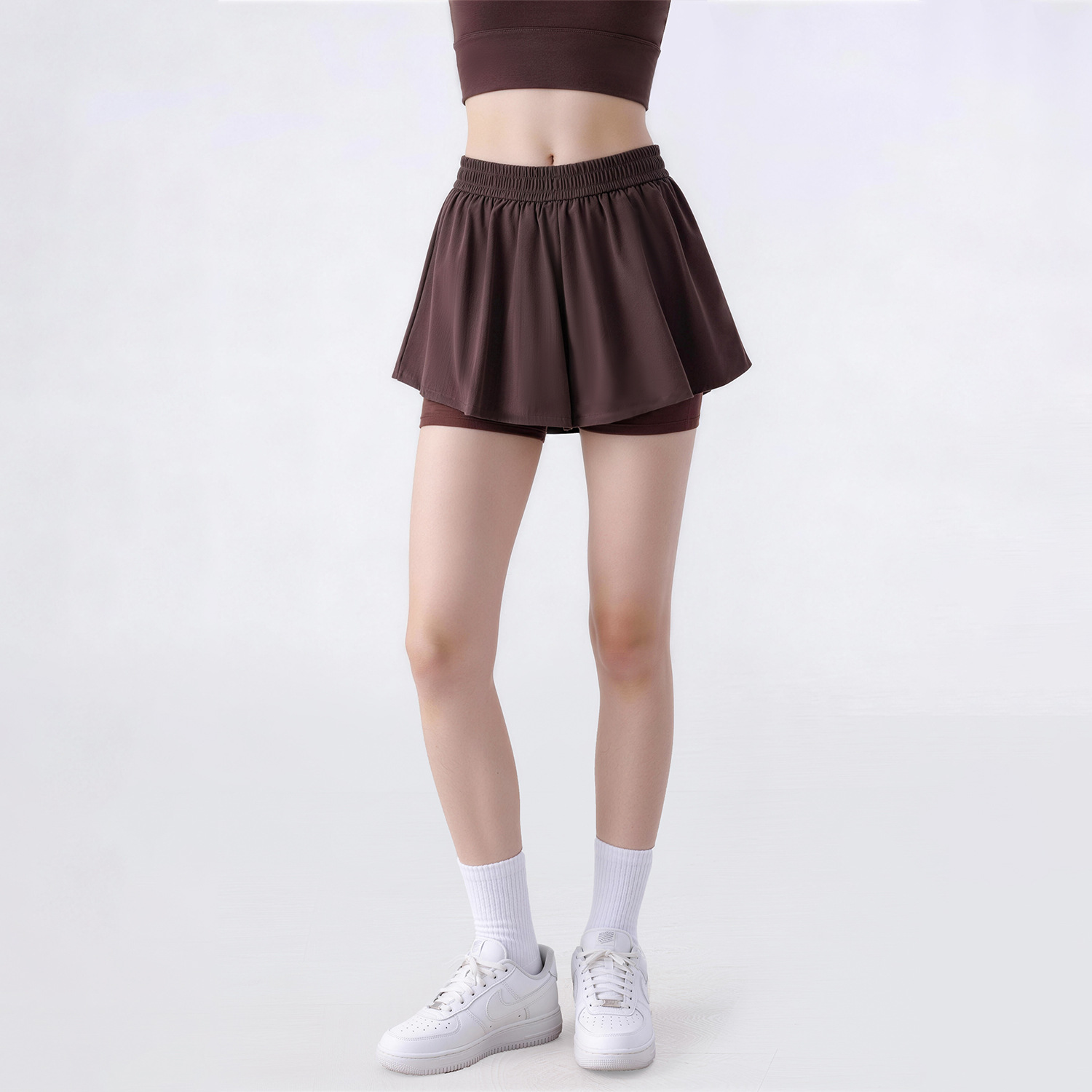 Verano ligero y transpirable falda de yoga falda de tenis anti-luz corredora falda deportiva para adelgazar falda de busto